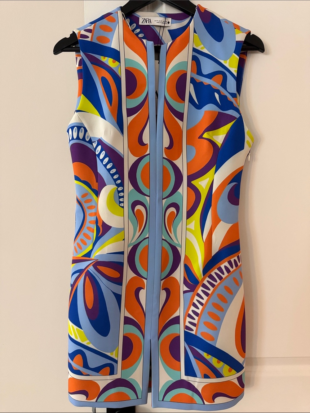 Zara Multicolor Sleeveless Geometric Print Dress